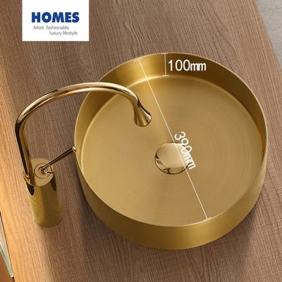 Gold Basin Bathroom Stainless Steel Sink , Combo Artistic Vessel Sink Washing Bowl Set