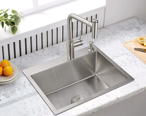 16 Gauge Topmount Stainless Steel Kitchen Sink Single Bowl  Brushed 76x50