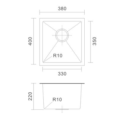 Undermount Stainless Steel Kitchen Sink Rectangular 16 Gauge single Bowl 38x40