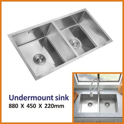 Brushed 16 Gauge Kitchen Sink Undermount SS Apron Sink 50 50 88x45