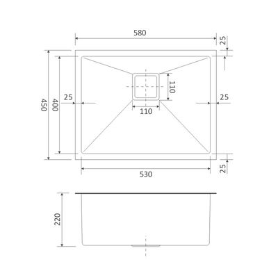 58x45 Coloured Stainless Steel Sink  23 Inch Undermount Stainless