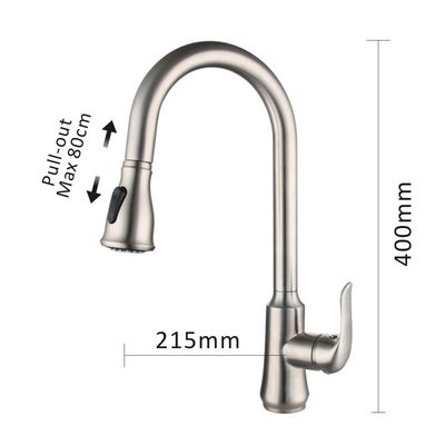 Thick Stainless Steel Kitchen Mixer Tap With Pull Out Spray