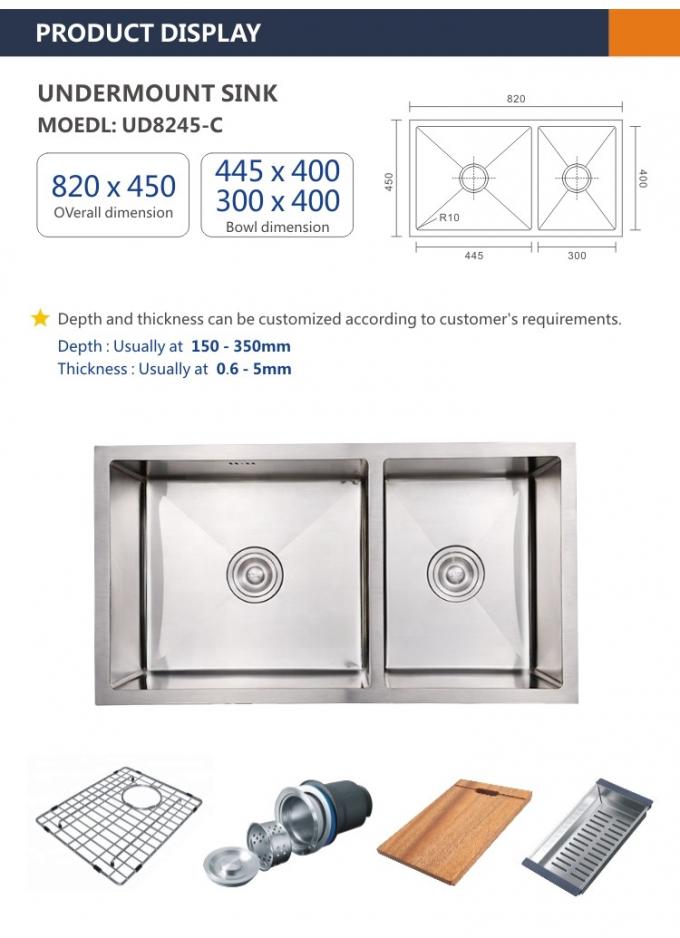 60 40 Undermount Stainless Steel Kitchen Sink 16 Gauge Double